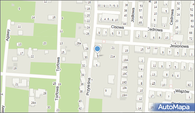 Warszawa, Przyleśna, 3, mapa Warszawy