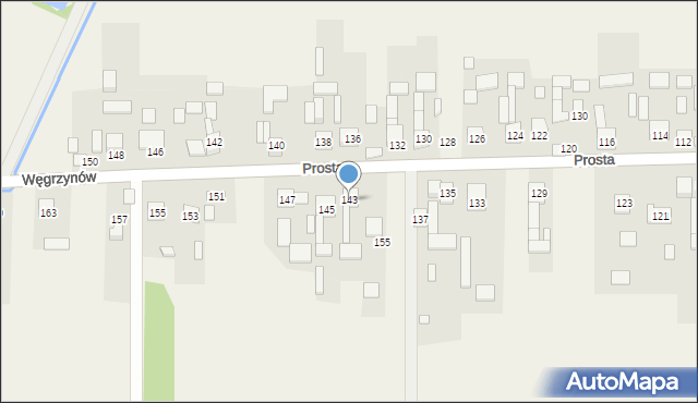 Węgrzynów, Prosta, 143, mapa Węgrzynów