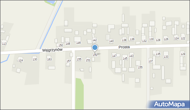 Węgrzynów, Prosta, 151, mapa Węgrzynów