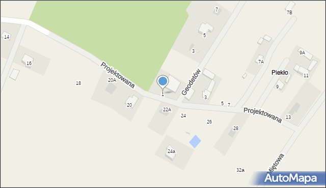 Wiązowna, Projektowana, 1, mapa Wiązowna