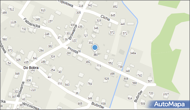 Wieprz, Prosta, 381, mapa Wieprz