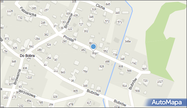 Wieprz, Prosta, 773, mapa Wieprz