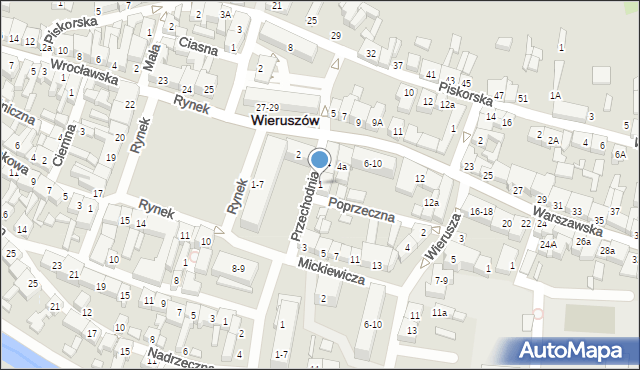 Wieruszów, Przechodnia, 1, mapa Wieruszów