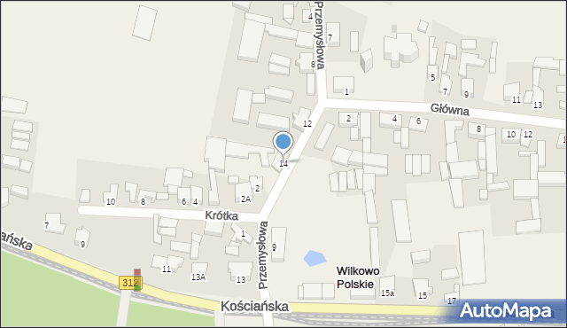 Wilkowo Polskie, Przemysłowa, 14, mapa Wilkowo Polskie