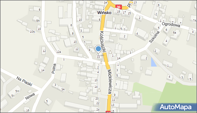 Wińsko, Przemysłowa, 11, mapa Wińsko