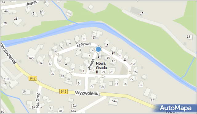 Wisła, Prosta, 4, mapa Wisła
