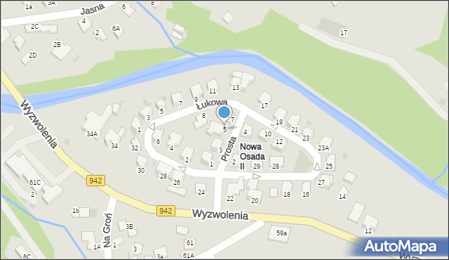 Wisła, Prosta, 5, mapa Wisła