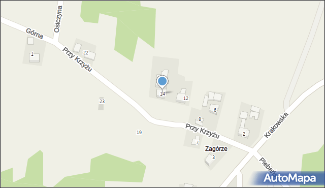 Witanowice, Przy Krzyżu, 14, mapa Witanowice