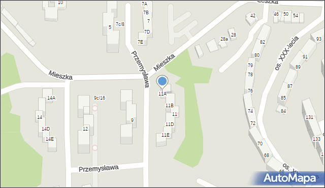 Wodzisław Śląski, Przemysława, 11A, mapa Wodzisławia Śląskiego