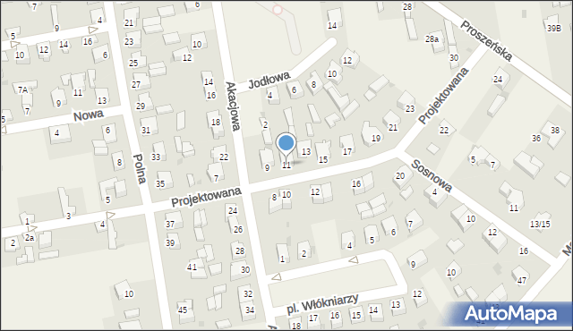 Wola Moszczenicka, Projektowana, 11, mapa Wola Moszczenicka