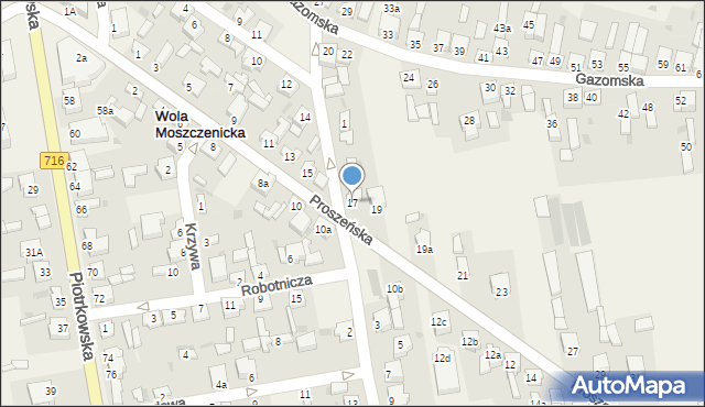 Wola Moszczenicka, Proszeńska, 17, mapa Wola Moszczenicka