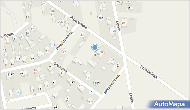 Wola Moszczenicka, Proszeńska, 36, mapa Wola Moszczenicka