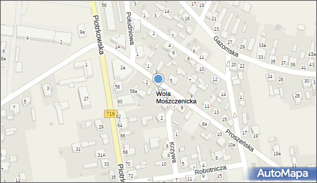 Wola Moszczenicka, Proszeńska, 4, mapa Wola Moszczenicka