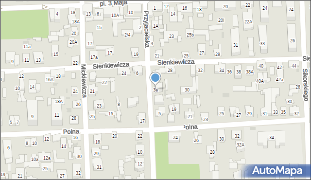 Wołomin, Przyjacielska, 3a, mapa Wołomin