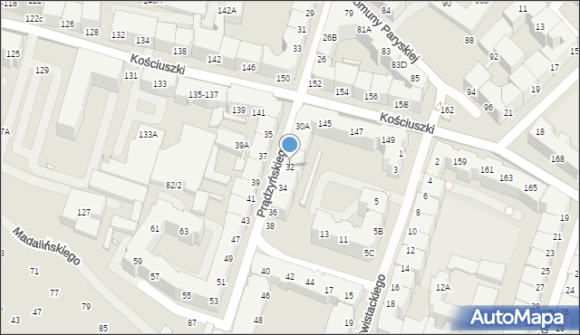 Wrocław, Prądzyńskiego Ignacego, gen., 32, mapa Wrocławia