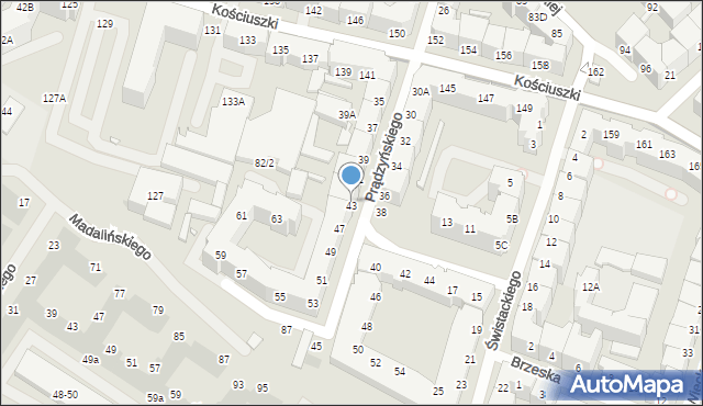 Wrocław, Prądzyńskiego Ignacego, gen., 43, mapa Wrocławia