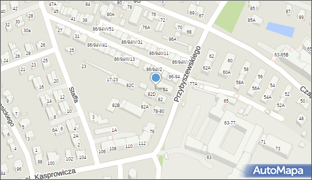 Wrocław, Przybyszewskiego Stanisława, 84a, mapa Wrocławia