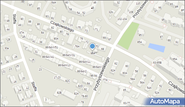 Wrocław, Przybyszewskiego Stanisława, 96A, mapa Wrocławia