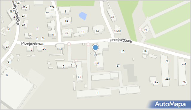 Wrocław, Przejazdowa, 13, mapa Wrocławia