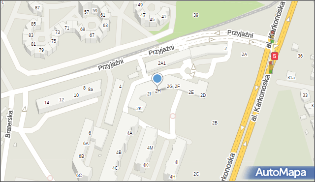 Wrocław, Przyjaźni, 2H, mapa Wrocławia