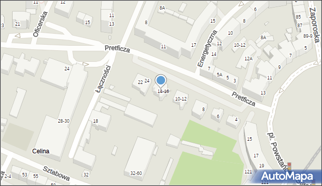 Wrocław, Pretficza Bernarda, 16-14, mapa Wrocławia