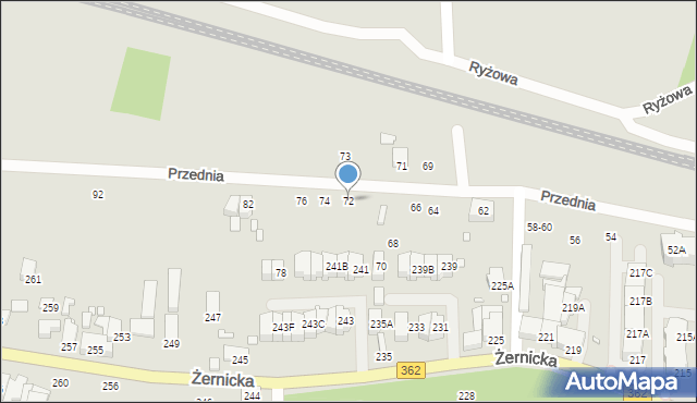 Wrocław, Przednia, 72, mapa Wrocławia