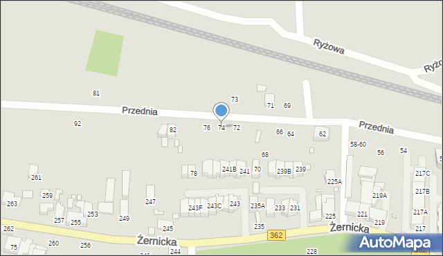 Wrocław, Przednia, 74, mapa Wrocławia