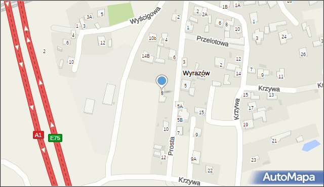 Wyrazów, Prosta, 8, mapa Wyrazów