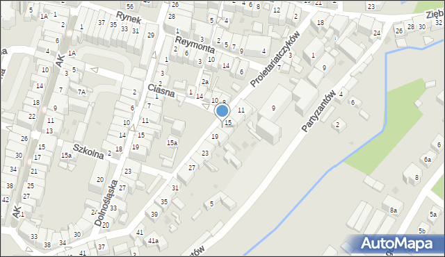 Ząbkowice Śląskie, Proletariatczyków, 17, mapa Ząbkowice Śląskie