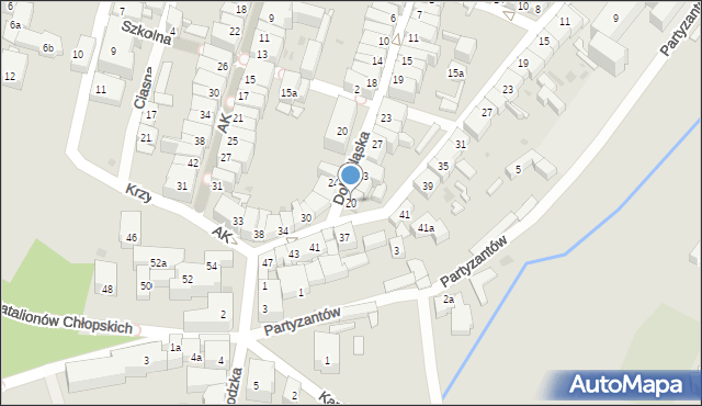 Ząbkowice Śląskie, Proletariatczyków, 20, mapa Ząbkowice Śląskie