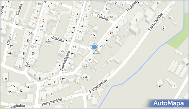 Ząbkowice Śląskie, Proletariatczyków, 31, mapa Ząbkowice Śląskie