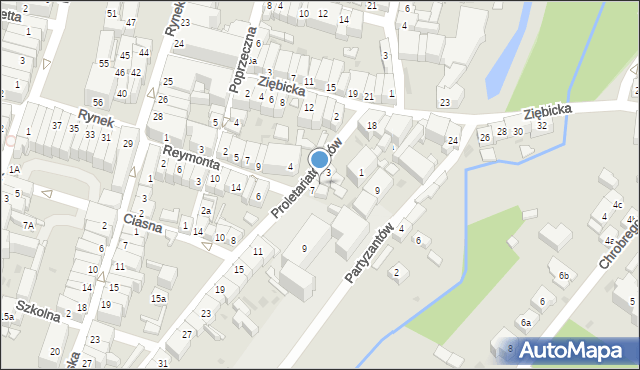 Ząbkowice Śląskie, Proletariatczyków, 5, mapa Ząbkowice Śląskie