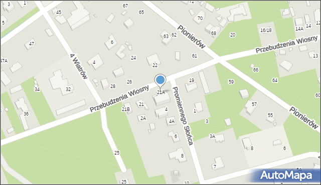 Zalesie Górne, Przebudzenia Wiosny, 21A, mapa Zalesie Górne