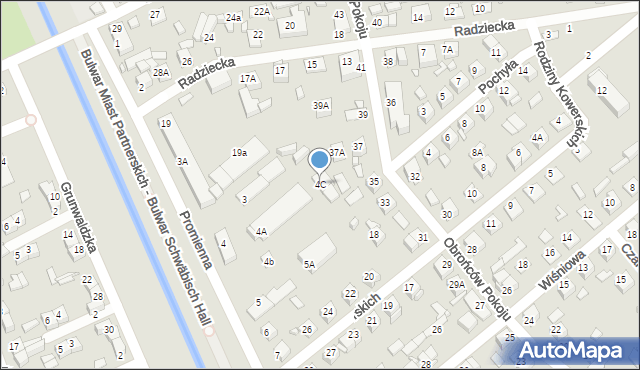 Zamość, Promienna, 4C, mapa Zamościa