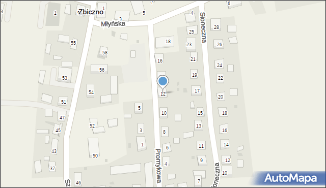 Zbiczno, Promykowa, 12, mapa Zbiczno