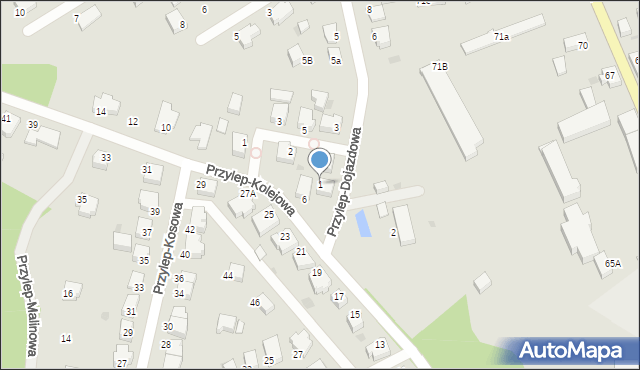 Zielona Góra, Przylep-Dojazdowa, 1, mapa Zielona Góra