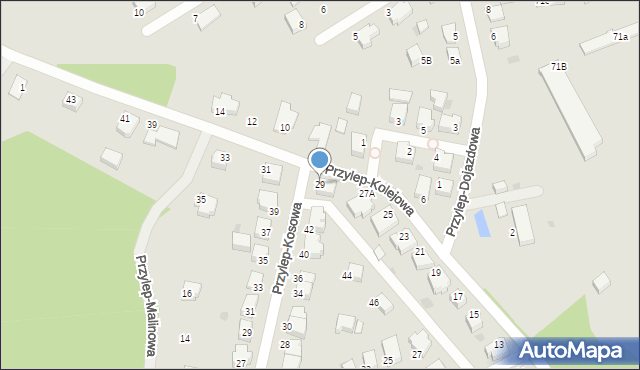 Zielona Góra, Przylep-Kolejowa, 29, mapa Zielona Góra