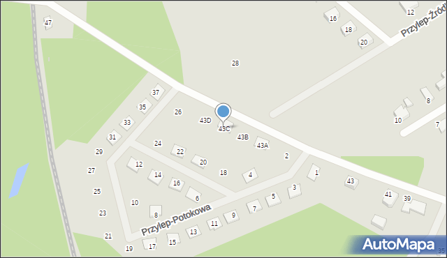 Zielona Góra, Przylep-Kolejowa, 43C, mapa Zielona Góra