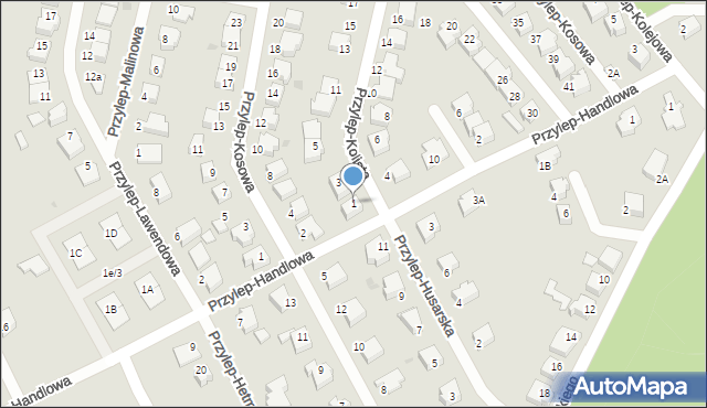 Zielona Góra, Przylep-Kolista, 1, mapa Zielona Góra