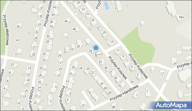 Zielona Góra, Przylep-Kolista, 31, mapa Zielona Góra