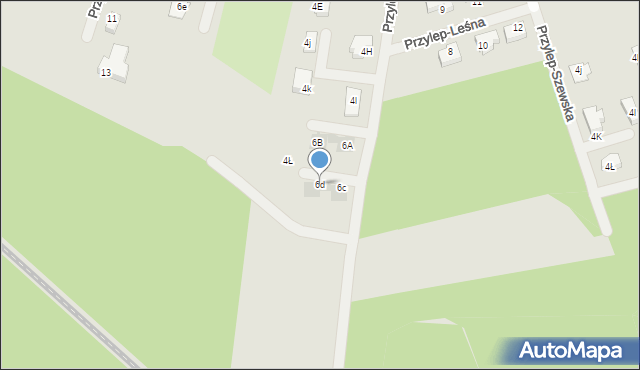 Zielona Góra, Przylep-Leśna, 6d, mapa Zielona Góra