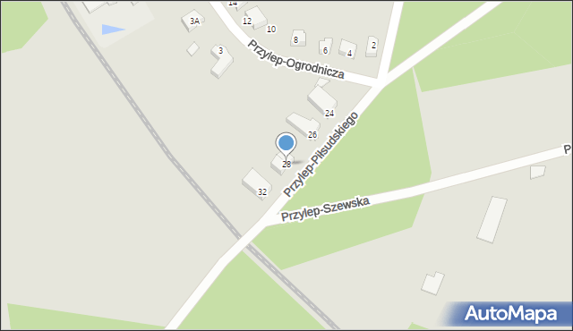 Zielona Góra, Przylep-Piłsudskiego Józefa, 28, mapa Zielona Góra