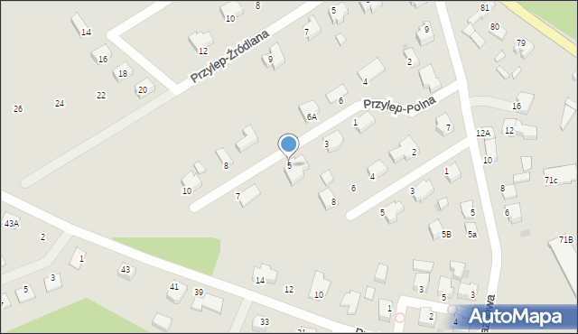 Zielona Góra, Przylep-Polna, 5, mapa Zielona Góra