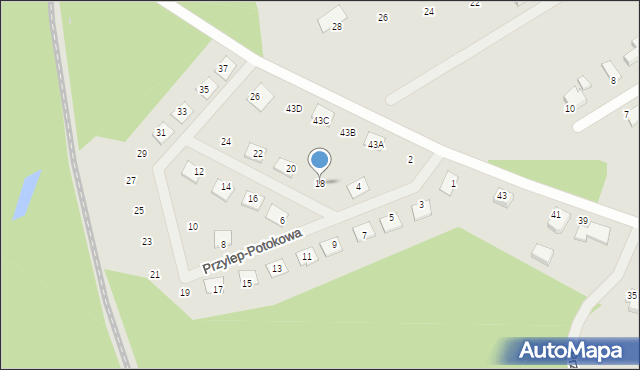 Zielona Góra, Przylep-Potokowa, 18, mapa Zielona Góra