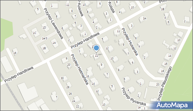 Zielona Góra, Przylep-Rycerska, 11, mapa Zielona Góra