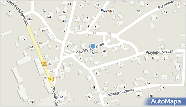 Zielona Góra, Przylep-Skokowa, 2A, mapa Zielona Góra