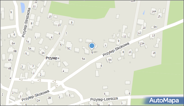 Zielona Góra, Przylep-Skokowa, 5, mapa Zielona Góra