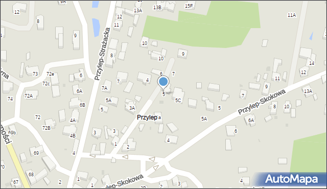 Zielona Góra, Przylep-Spokojna, 5, mapa Zielona Góra