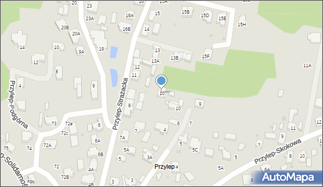 Zielona Góra, Przylep-Strażacka, 10, mapa Zielona Góra