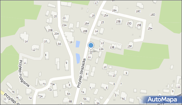 Zielona Góra, Przylep-Strażacka, 12, mapa Zielona Góra